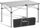 Large 46.4" Camping Table for 2-6 People - 220lbs Capacity Heavy Duty Foldable Outdoor Table with Aluminum Roll-Up Top & Carry Bag, Portable Picnic Desk for BBQ, Tailgating, Backyard (Silver) by GreenHaven Gardens