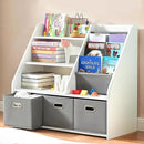 Kids Bookshelf, Kids Toy Storage Organizer with Storage Bins, Wooden Bookshelf and Book Display Shelf for Bedroom, Playroom, Nursery, Classroom, White by CozyNest Decor