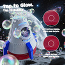 Rocket Bubble Machine for Kids with Lights, 360° Rotating Bubble Blower Toy with 10 Refill Solutions, Bubble Maker for Toddlers, Fun Outdoor Party Gift for Boys & Girls Blue by TinyTreasures Baby Boutique