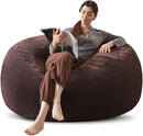 Bean Bag Chair 4Ft, Memory Foam Filled, Large Beanbag Chairs for Adults and Teens, Soft Sofa with Removable Flannel Cover, Round Couch for Living Room Bedroom College Dorm (Brown, 4FT-47×47"×24") by CozyNest Decor