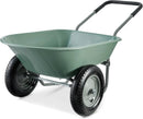 Best Choice Products Dual-Wheel Home Utility Yard Wheelbarrow Garden Cart w/Built-in Stand for Lawn, Gardening, Construction - Seafoam by GreenHaven Gardens