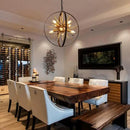 17.72'' Black Gold 8-Light Globe Sputnik Chandelier Modern Industrial Adjustable Hanging Ceiling Firework Pendant Light Fixture for Entryway Stairway Kitchen Dining Living Room Hallway by CozyNest Decor