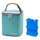 Breast Milk Cooler Bag with Ice Pack Fits 4 Baby Bottles Up to 9 Ounce, Baby Bottle Bag for Nursing Mom Daycare-Aqua by TinyTreasures Baby Boutique