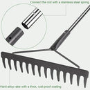 Sturdy Garden Rakes for Leaves: Metal Rake Heavy Duty Tool for Quick Clean Up of Lawn and Yard, 38’’--63’’ Adjustable Long Handle and 14Tines by GreenHaven Gardens