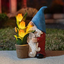 Garden Gnome Statue, Sculpture of a Dwarf Holding a Shovel and a Flower Pot, Solar Gnome Statues Outdoor Decor, Outside Lawn Patio Yard Ornament Gifts by GreenHaven Gardens