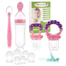 WAJIAYON Baby Fruit Feeder Pacifier - 12 Pack | 2 Infant Food Feeder Pacifier & 1 Baby Food Dispensing Spoon | Fresh Fruit Teethers for Babies | Silicone Feeder Babies,Infant Teething Feeders (Pink) by TinyTreasures Baby Boutique