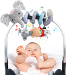 Jollybaby Baby Car Seat Stroller Toys, Plush Activity Hanging Spiral Activity Pram Crib with Music Box, Rattles, Squeaker for Babies Infant Boys Girls (SZ Gray Elephant) by TinyTreasures Baby Boutique