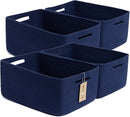 Large Storage Baskets for Organizing, Closet Shelf Baskets for Clothes Blanket Towels, Baby Nursery, Toy Bins Box, Woven Rope Baskets, 17 x 13 x 7.5”, 4 Packs Navy Blue by TinyTreasures Baby Boutique