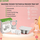 JEXFUN Baby Fruit Food Feeder & Mini Freezer Nibble Tray Combo, Breastmilk Popsicle Molds for Baby Cooling Relief, BPA Free Silicone Feeder for Safe Infant Self Feeding, 4 Month+ (Light Grey) by TinyTreasures Baby Boutique