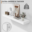 Fun Memories 36 Inch Floating Shelves - Deep Rustic White Wooden Wall Shelves - Extra Deeper & Thicker Wall Mounted Storage Shelf for Bedroom, Kitchen, Farmhouse - 2 Pack, Rustic White by CozyNest Decor