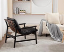 Kmax Modern Sling Accent Chairs Set of 2 Upholstered PU Leather Living Room Chairs Solid Wood Frame Arm Chairs Comfy Lounge Chairsfor Bedroom, Reading Room, Black by CozyNest Decor