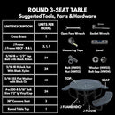 Heavy-Duty Portable Outdoor Picnic Table with Umbrella Hole, Expanded Metal Patio Dining Furniture Made in America (46" Round Top, Tan) by GreenHaven Gardens