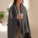 PHF 100% Cotton Waffle Weave Throw Blanket, Soft Lightweight Breathable Cozy Summer Throws for Couch Bed Sofa, Luxury Aesthetic Woven Blanket for Home Decor & Office, 50"x60", Charcoal Grey by CozyNest Decor
