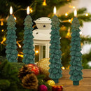 GenSwin Christmas Tree Flameless Taper Candles with Remote Timer, Christmas LED Taper Candles with 3D Flame, 4 Pcs Green LED Candlesticks for Christmas Home Decoration(0.78” x 9.8”) by CozyNest Decor