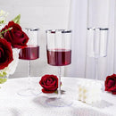 Ciaell 12 Pack Plastic Wine Glasses - 14 Oz Plastic Wine Glasses with Stem - Square Silver Disposable Stemmed Glass for Parties & Weddings & Outdoors by CozyNest Decor