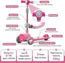 Unbreakable & Never Fall Down 2-in-1 Scooters Kids 3 Wheel Kick Scooter for Boys Girls Ages 3-8, Adjustable Height & Seat, Widened Non-Slip Deck, More Safer for Beginner Toddlers by TinyTreasures Baby Boutique