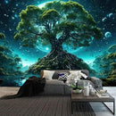 FENDROM Tree of Life Tapestry Nature Green Tree Wall Hanging Aesthetic Moon Night Fantasy Wonderland Tree Plants Wall Art For Home Dorm Living Room Decor by CozyNest Decor