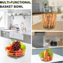 Livabber Countertop Fruit Basket Bowl with Banana Hanger, Modern Standing Fruit Vegetable Bowl Storage, with Banana Tree Holder for Kitchen Dinning Table (Round Metal, Gold) by CozyNest Decor