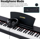 AODSK Beginner Digital Piano 88 Key Keyboard,Full-size Electric Piano for Beginners,with Sheet Music Stand,Pedal,Power Adapter,Headphone Mode,USB-MIDI,Piano Lessons,Black,-Comes with headphones by TinyTreasures Baby Boutique