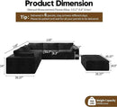 118" 6-Seater Cloud Sofa,Modular Sectional Couch with Ottoman,Modern Deep Seat Upholstered Couches with Corduroy Fabric for Living Room Furniture,Bedroom and Apartment,No Assembly Required,Black by CozyNest Decor