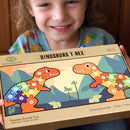 Wooden Dinosaur Puzzles Set for Kids/Toddlers Ages 1-8, T-Rex & Allosaurus with Colorful Box, Educational Dino Toys Little Boys/Girls 2 3 4 5 6 Year Old, Numbers/Chunky, Large 11"x7" Size by TinyTreasures Baby Boutique