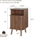 Alohappy Fluted End Table Set of 2, Mid Century Modern Nightstand with Sliding Tambour Door, Curved Round Edge Wood Bedside Table for Bedroom, Side Tables with Storage for Living Room, Walnut by CozyNest Decor