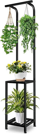 Plant Stand Indoor Outdoor, 65" Tall Plant Stand Outdoor 3 Tiered Hanging Plant Shelf Heavy Duty Flower Stand Multiple Plant Metal Display Rack for Living Room Garden Balcony by GreenHaven Gardens