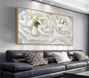 arteWOODS Cream White Flowers Framed Wall Art - Soft Peony Pictures for Wall Decor Elegant Blossom Flower Painting Artwork Botanical Prints for Living Room Home Office Wall Decoration 20" x 40" by CozyNest Decor