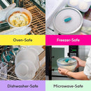 Anyday 8-Cup Glass Food Storage with Glass Lid, Round Deep Dish | Plastic-Free Meal Prep & Microwave Cookware | Stackable Airtight Storage Container with Vented Lid for Microwave-Safe Reheating by TinyTreasures Baby Boutique