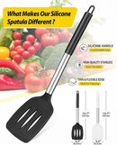 Pack of 2 Silicone Solid Turner, Non Stick Slotted Kitchen Spatulas, High Heat Resistant BPA Free Cooking Utensils, Ideal Cookware for Fish, Eggs, Pancakes(Black-White) by CozyNest Decor
