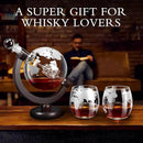 Whiskey Decanter Sets for Men, Whiskey Decanter Globe Set with 2 Etched Globe Whisky Glasses for Liquor, Bourbon, Cocktails, Vodka, Scotch liquor decanter Sets - 850ml by CozyNest Decor