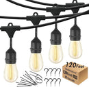 120 FT Outdoor String Lights LED Waterproof with 40 Shatterproof Plastic Warm Edison Bulbs String Bistro Lights for Patio Gazebo Pergola Market by CozyNest Decor