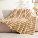 BEDELITE Faux Fur Throw Blanket for Couch, Soft and Cozy Luxurious 3D Striped Fluffy Blanket, 770GSM Thick Warm Plush Fuzzy Faux Rabbit Fur Blanket for Women Gift (Brown, 60"x 80") by CozyNest Decor