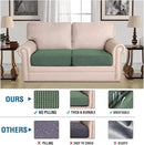 H.VERSAILTEX Super Stretch Individual Seat Cushion Covers Sofa Covers Couch Cushion Covers Slipcover Sets Thick Jacquard Textured Twill Fabric (2 Piece Medium Sofa Cushion Covers, Loden Frost) by CozyNest Decor