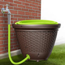 Riokko Garden Hose Holder Pot, Decorative Wicker Hose Holder, Water Hose Storage for Outside/Garage, Hose Box Fits 100-400 FT Hoses with 5 Drain Holes, Large Capacity & Assembly Required, Java by GreenHaven Gardens
