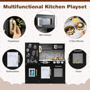 HONEY JOY Kids Kitchen Playset, Wooden Little Chef Pretend Toy Kitchen Set w/Chalkboard, Telephone, Utensils, Oven, Microwave, Sink, Storage, Play Kitchen for Toddlers Boys Girls, Black by TinyTreasures Baby Boutique