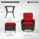 Joyside 5 Piece Patio Furniture Set, Outdoor Swivel Chair Sets with Thick Cushion and Ottoman, Wicker Patio Conversation Set for Porch, Deck Use (Brown/Red, 5 PCS) by GreenHaven Gardens