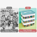 Toys Organizer Storage Case for Lego Box Kids Toy Stackable Building Blocks with Lids Bins Adjustable Lego Storage Containers Plastic Toy Box 3 Layer (Green) by CozyNest Decor