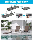 Aluminum Chaise Lounge Chair Outdoor, Foldable Patio Lounge Chair 2 Sets Assemble-Free, Pool Lounge Chairs with 5 Adjustable Backrest, Outdoor Lounge Chairs for Outside Poolside Beach Lawn Brown by GreenHaven Gardens