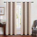 MIULEE Linen Texture Curtains Soild 100% Blackout Thermal Insulated Natural Beige Grommet Room Darkening Curtains & Drapes for Living Room Bedroom Nursery 42 x 90 (2 Panels) by TinyTreasures Baby Boutique