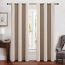 MIULEE 100% Blackout Linen Texture Curtains Soild Thermal Insulated Natural Beige Curtains Grommet Room Darkening Curtains & Drapes for Living Room Bedroom Nursery 42 x 84 (2 Panels) by TinyTreasures Baby Boutique