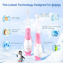 SEAGO Toddler Electric Toothbrushes for Baby Ages 0-3 Years, Baby Toothbrush with Smart Timer and Suction Base, 4 Replacement Brush Heads SG-513(Pink-C) by TinyTreasures Baby Boutique