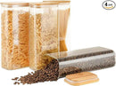 71oz Rectangle Airtight Glass Storage Containers with Bamboo Lids (Set of 4), Square Food Storage Jar, Pantry Organizers for Sugar, Flour, Spaghetti and Coffee beans (‎with Black Lable) by CozyNest Decor
