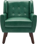 UIXE Faux Leather Accent Chair, Modern Arm Club Chair Upholstered Armchair for Living Room, Comfy Single Sofa Seats Button Tufted Reading Seating, Green by CozyNest Decor
