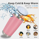 IEOVIEE 32 Pack 20oz Stainless Steel Bulk Tumblers with Lids and Straws Double Wall Insulated Travel Mug Durable Powder Coated Tumbler Bulk Cup for Cold and Hot Drinks(Pink) by TinyTreasures Baby Boutique