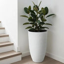 Worth Garden 2-Pack 21" H. White Tall Planters - 14'' Dia Resin Large Round Flower Pots for Outdoor Plants Trees - Imitation Stone Finish Plastic Indoor Front Porch 9 Gallon Decorative Container Patio by CozyNest Decor