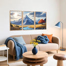 HPNIUB Landscape Mountain Wall Art Set, Rustic River Sunrise Pine Tree Forest Nature Scenry Wilderness Art Print, Farmhouse Grassland Modern Sky Decorative for Living Room, Bedroom, Office-16 x24 x3 by CozyNest Decor