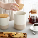 vancasso Sabine Coffee Storage Jar, 36 Oz Ceramic Kitchen Canister with Airtight Wood Lids, Coffee Container for Ground Coffee, Tea, Sugar, Nuts, Candy, Spices by CozyNest Decor