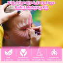 42 Color Face Painting Kit for Kids - Water Based, Non Toxic Face paint palette with Art Brushes, Stencils, Gems - For Halloween, Carnival, Costume Makeup, Parties & Cosplay by TinyTreasures Baby Boutique