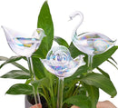 NiHome Glass Plant Self Watering Bulbs 3-Pack Iridescent Pearl Home Potted Planter Watering Bulbs Insert Decorative Devices Vacation Automatic Watering Spikes Indoor and Outdoor (Swan, Snail & Bird) by GreenHaven Gardens